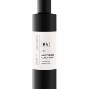 Flaske med fuktighetsgivende balsam uten parfyme fra norske RÅ skincare