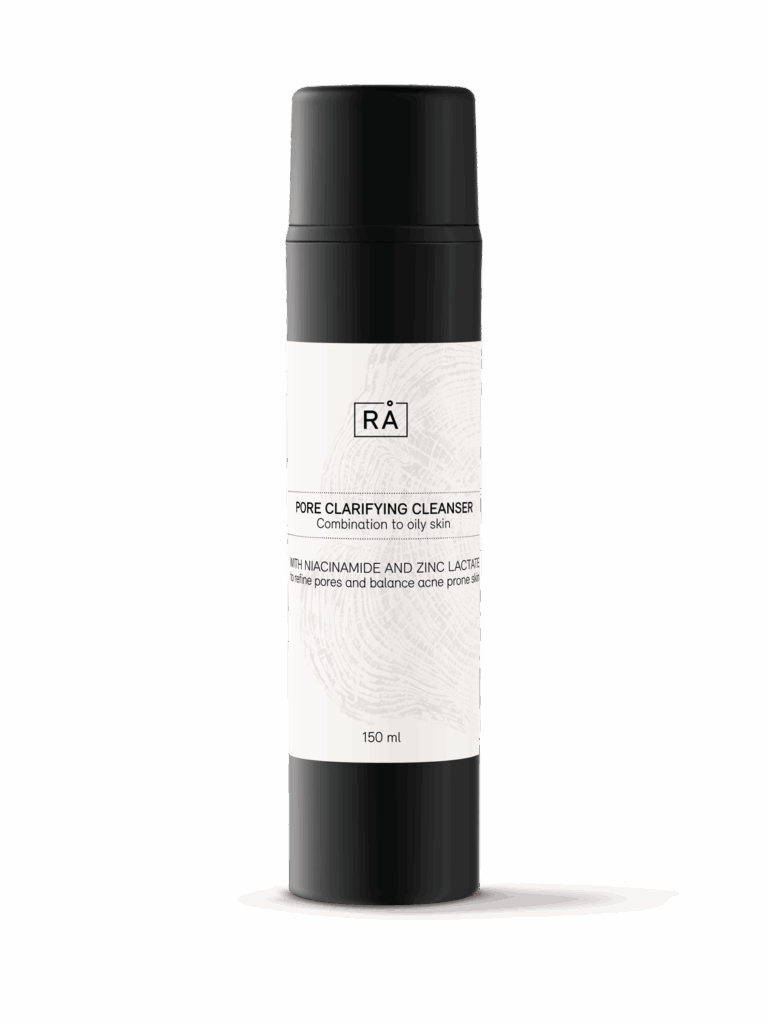 Rens med niacinamide og zinc lactate som balanserer en kombinert til fet hud med kviser og tilstoppede porer.