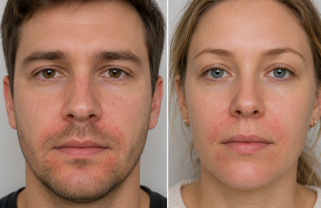 nærbilde av dame og mann med perioral dermatitt
